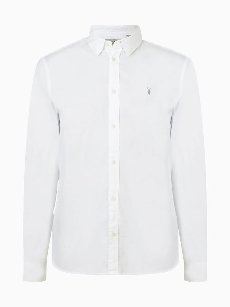 AllSaints White Hawthorne White Long Sleeve Button Up Shirt - Image 10 of 10