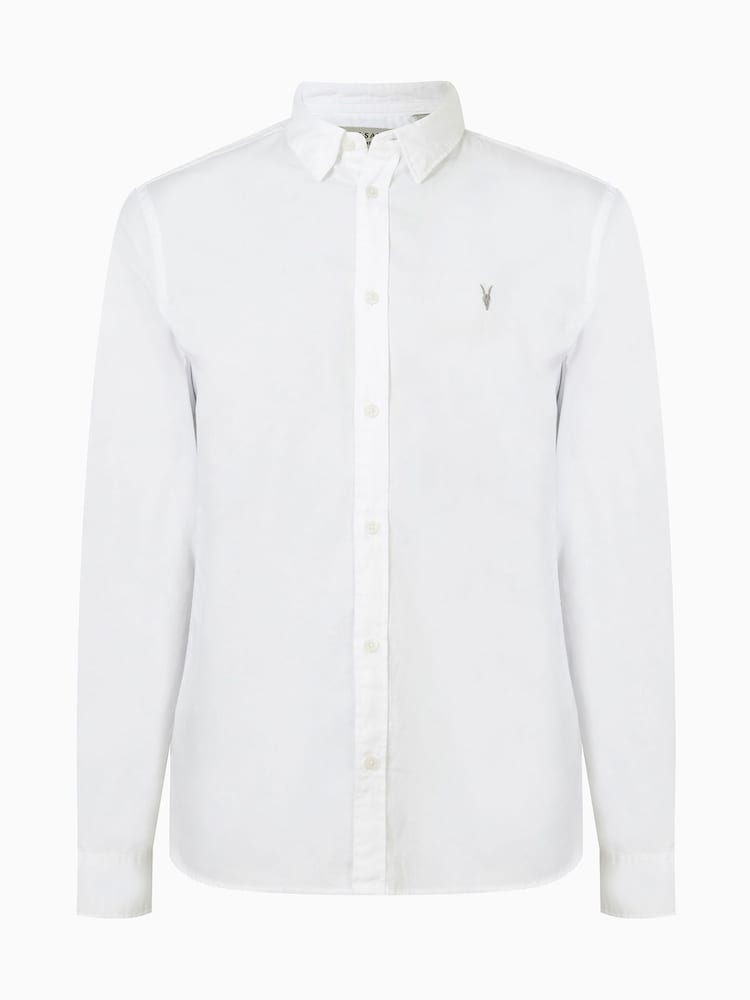 AllSaints White Hawthorne Long Sleeve Shirt - Image 9 of 9