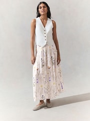 Ecru Floral Lightweight Maxi Skirt - Image 1 of 8