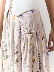 Ecru Floral Lightweight Maxi Skirt - Image 5 of 8