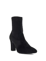 Dune London Black Wide Fit Optilly Block Heel Sock Boots - Image 3 of 6