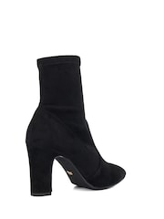 Dune London Black Wide Fit Optilly Block Heel Sock Boots - Image 4 of 6