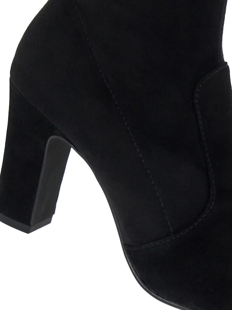 Dune London Black Wide Fit Optilly Block Heel Sock Boots - Image 6 of 6
