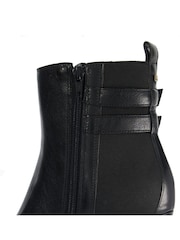 Dune London Black Oreanix Double Buckle Block Heel Boots - Image 6 of 6