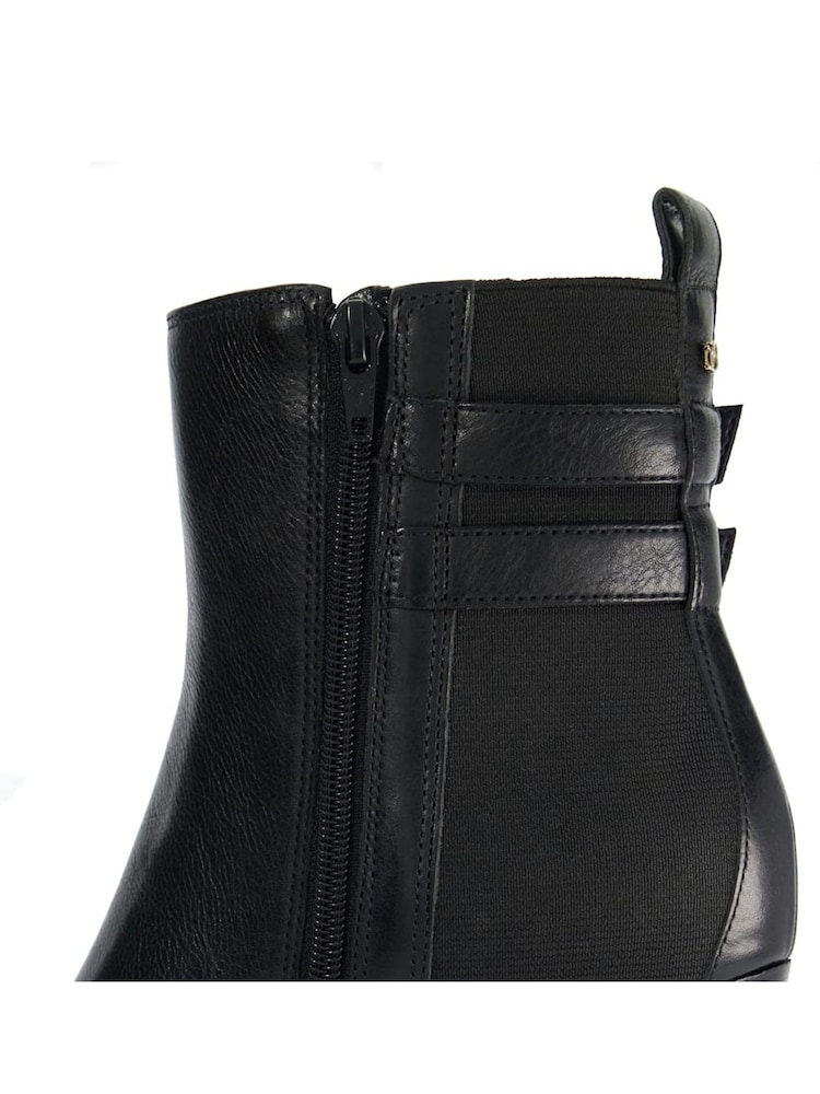 Dune London Black Oreanix Double Buckle Block Heel Boots - Image 6 of 6