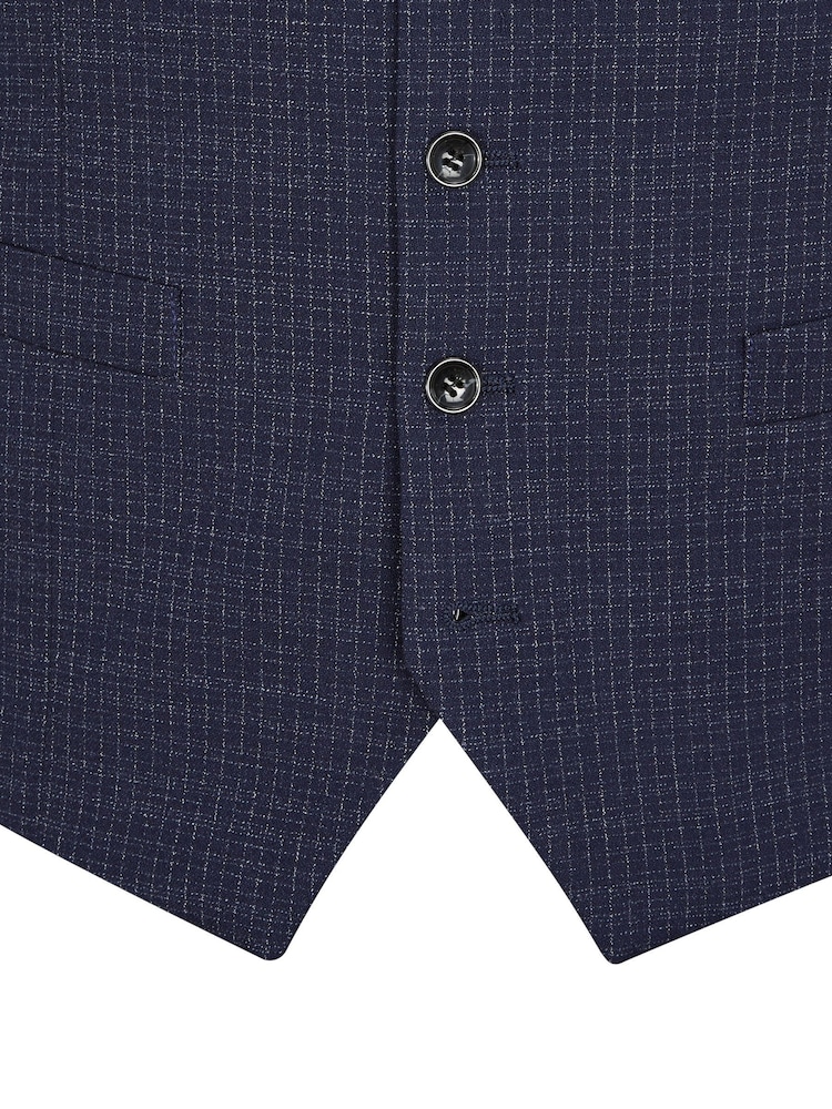 Skopes Blue Tailored Fit Hepworth Check Suit Waistcoat - Image 5 of 5