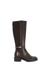 Dune London Brown Tias Branded Buckle Boots - Image 2 of 6