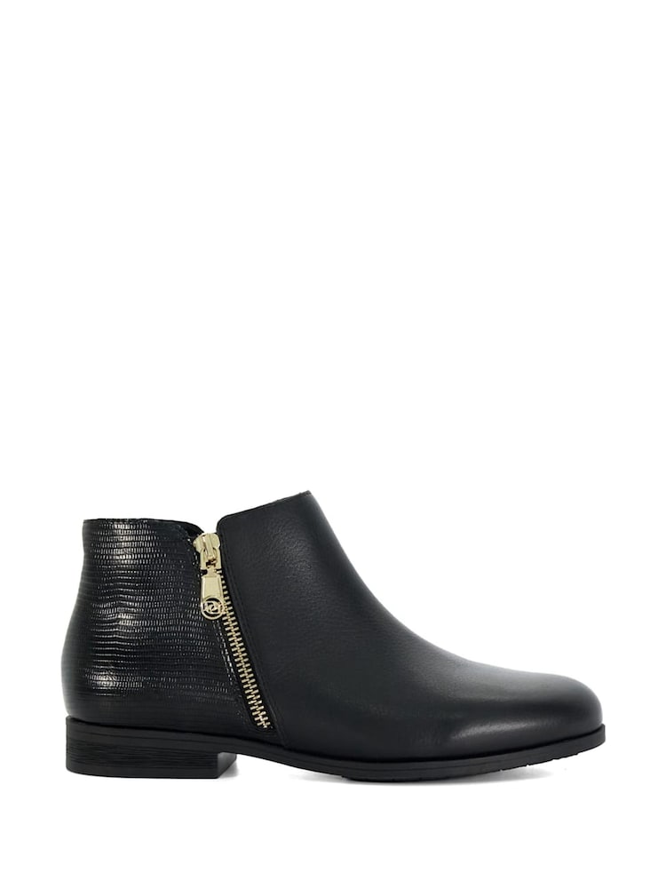 Dune London Black Wide Fit Pandias Low Heel Boots - Image 2 of 6