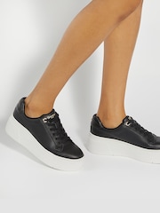 Dune London Black Chrome Episode 2 Flatform Lace Up Trainers - Image 1 of 6