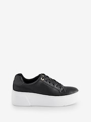 Dune London Black Chrome Episode 2 Flatform Lace Up Trainers - Image 2 of 6