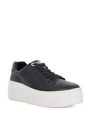 Dune London Black Chrome Episode 2 Flatform Lace Up Trainers - Image 3 of 6