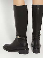 Dune London Black Tias Branded Buckle Boots - Image 1 of 6