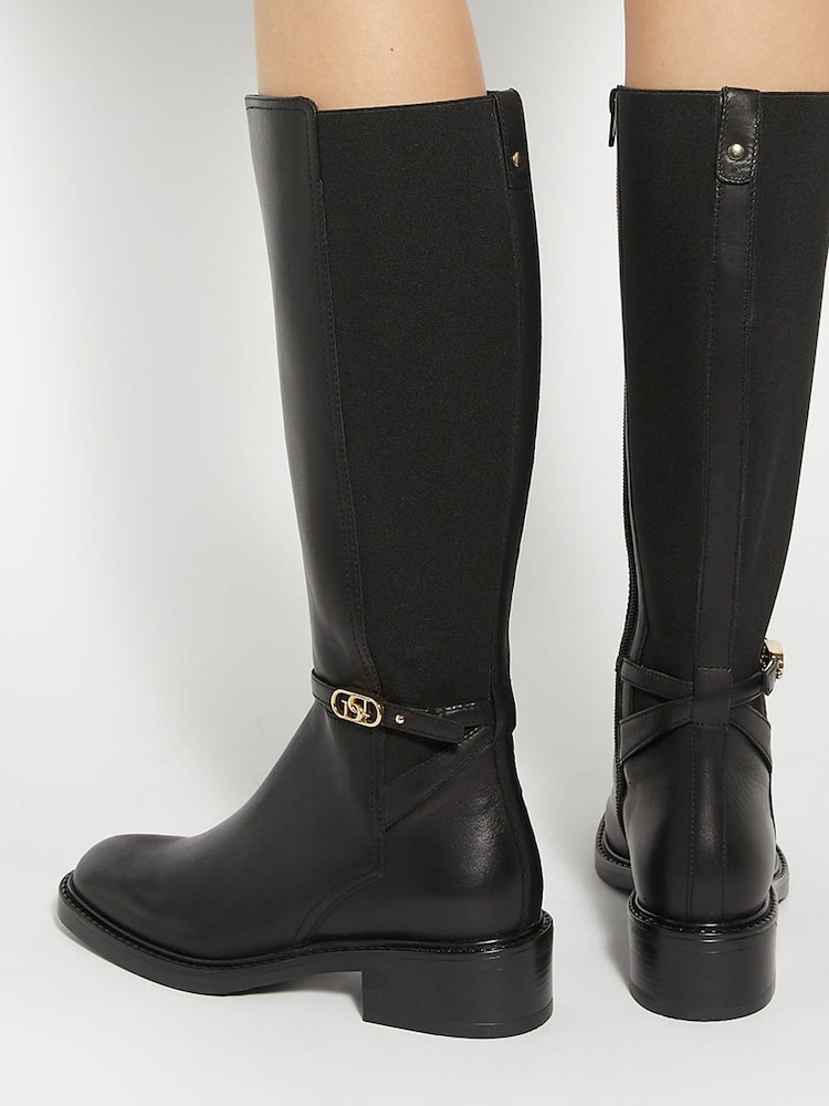 Dune London Black Tias Branded Buckle Boots - Image 1 of 6