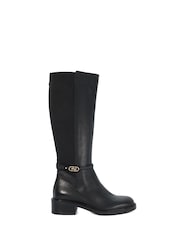 Dune London Black Tias Branded Buckle Boots - Image 2 of 6