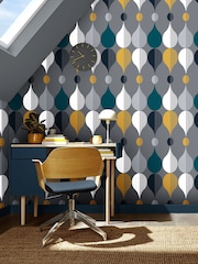 Graham & Brown Slate Coronation Craze A4 Wallpaper Sample - Image 1 of 3