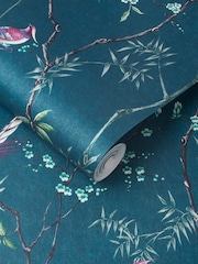 Graham & Brown Teal Tori A4 Wallpaper Sample - Image 3 of 4