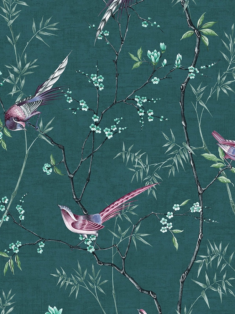 Graham & Brown Teal Tori A4 Wallpaper Sample - Image 4 of 4