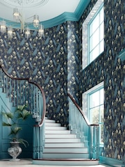 Graham & Brown Navy Resplendence A4 Wallpaper Sample - Image 1 of 3