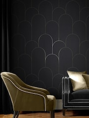 Graham & Brown Black or Gold Lancet A4 Wallpaper Sample - Image 1 of 3