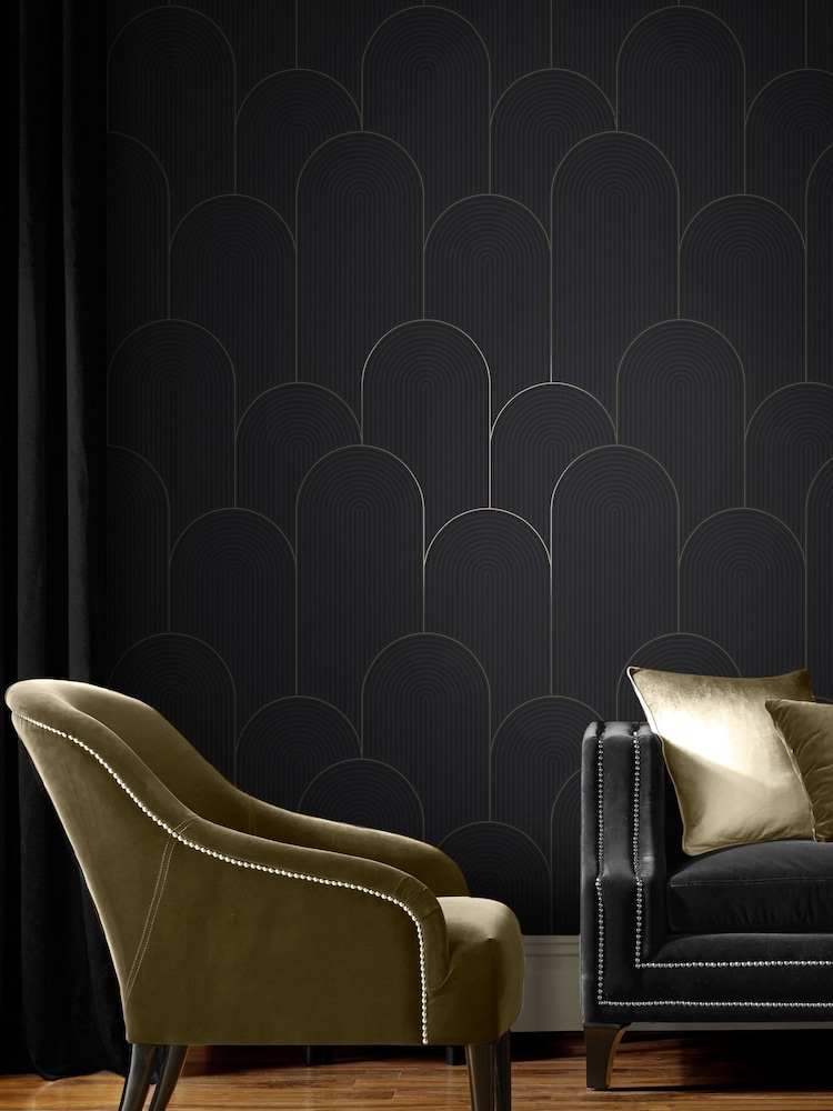 Graham & Brown Black or Gold Lancet A4 Wallpaper Sample - Image 1 of 3 Graham & Brown Black or Gold Lancet A4 Wallpaper Sample - Image 1 of 3
