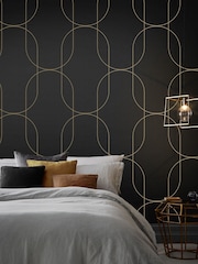 Graham & Brown Black or Gold Palais A4 Wallpaper Sample - Image 1 of 3