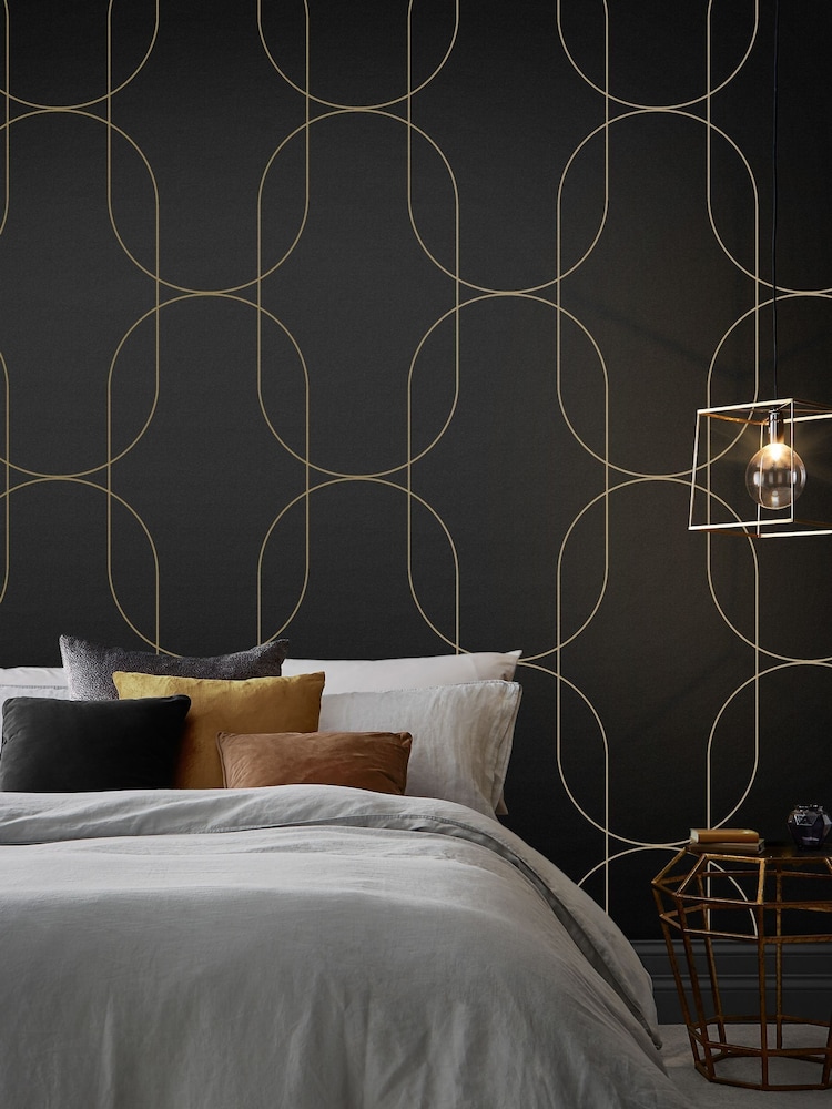 Graham & Brown Black or Gold Palais A4 Wallpaper Sample - Image 1 of 3