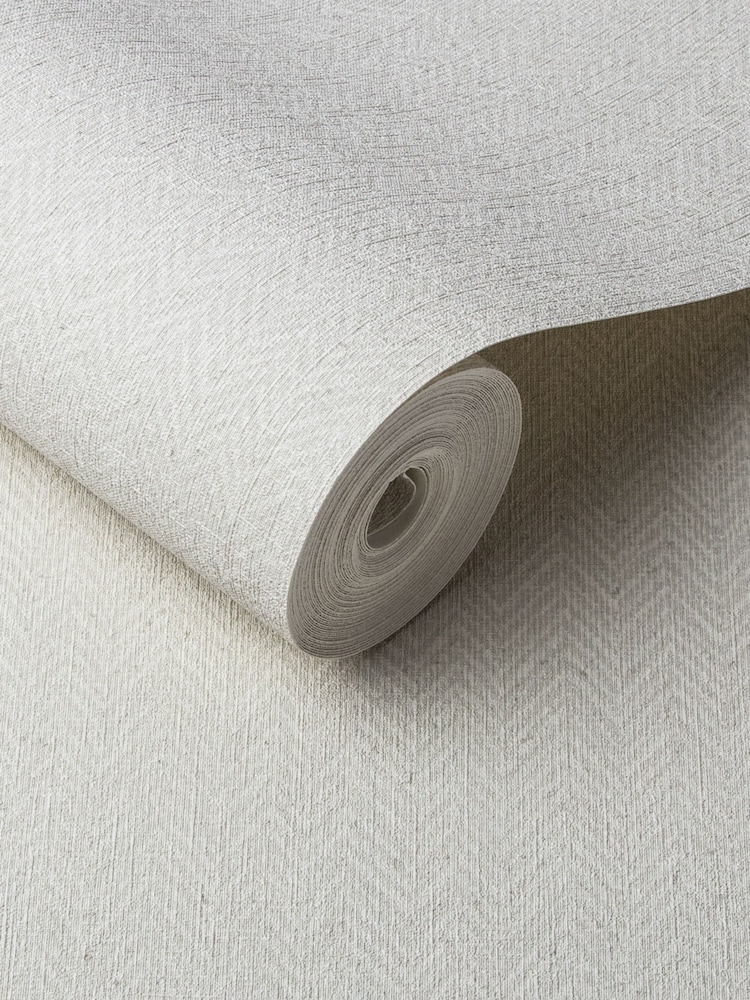 Graham & Brown Ecru Herringbone Texture A4 Wallpaper Sample - Image 2 of 3