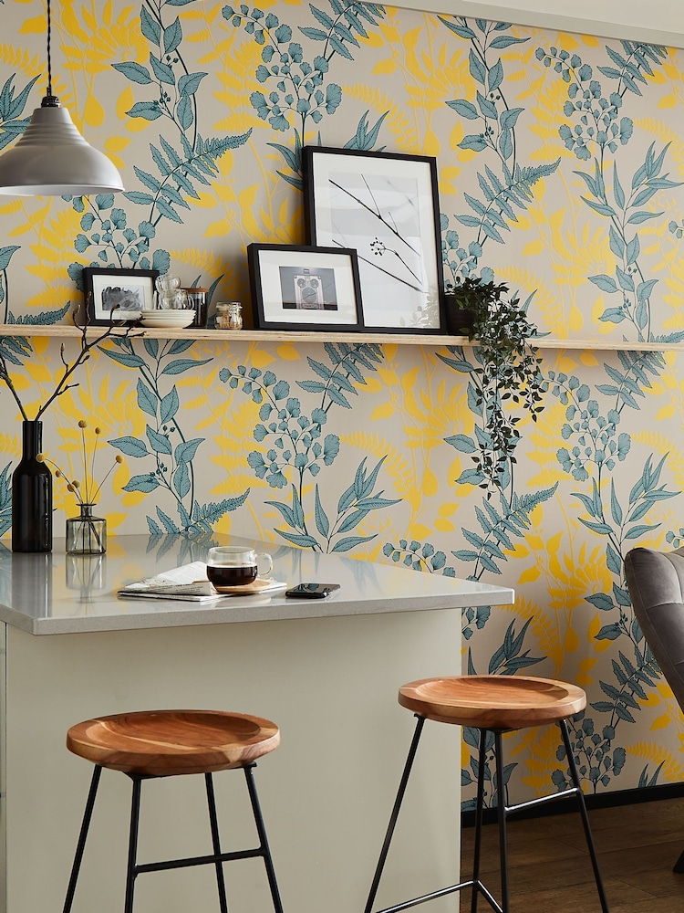 Graham & Brown Linen Fiore Midnight A4 Wallpaper Sample - Image 1 of 3