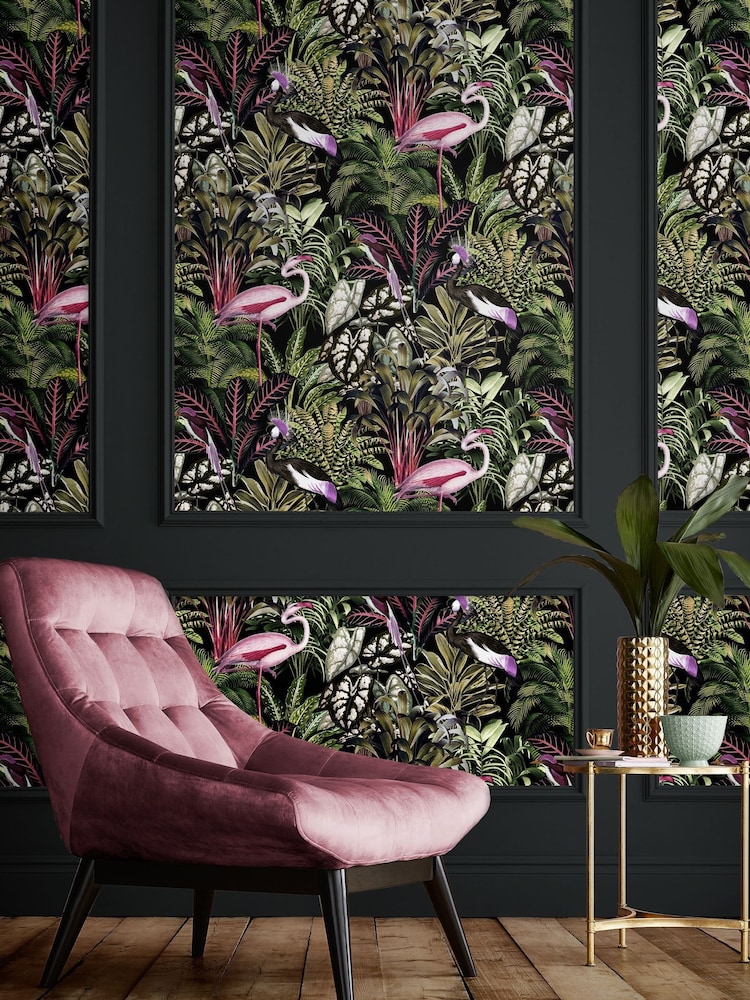 Graham & Brown Tropic Midnight A4 Wallpaper Sample - Image 1 of 3