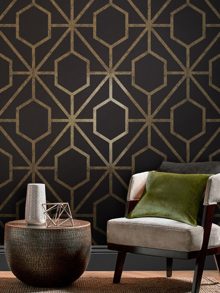 Graham & Brown Black or Gold Rinku A4 Wallpaper Sample - Image 1 of 3 Graham & Brown Black or Gold Rinku A4 Wallpaper Sample - Image 1 of 3