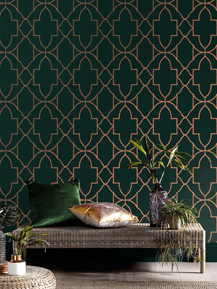 Graham & Brown Emerald Versailles A4 Wallpaper Sample - Image 1 of 3