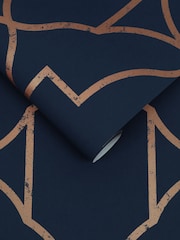 Graham & Brown Navy Versailles A4 Wallpaper Sample - Image 2 of 3