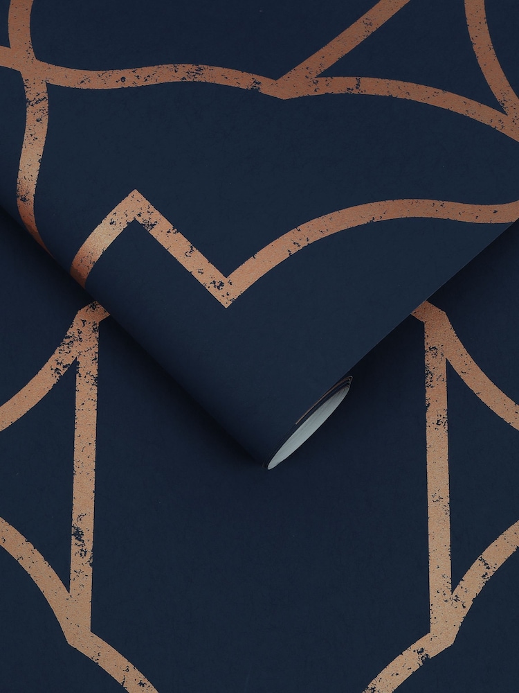 Graham & Brown Navy Versailles A4 Wallpaper Sample - Image 2 of 3