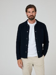 Oliver Sweeney Blue Combed 100% Cotton Overshirt - Image 1 of 5
