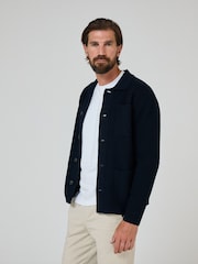 Oliver Sweeney Blue Combed 100% Cotton Overshirt - Image 3 of 5