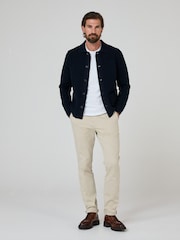 Oliver Sweeney Blue Combed 100% Cotton Overshirt - Image 4 of 5