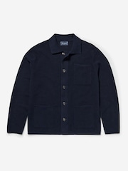 Oliver Sweeney Blue Combed 100% Cotton Overshirt - Image 5 of 5