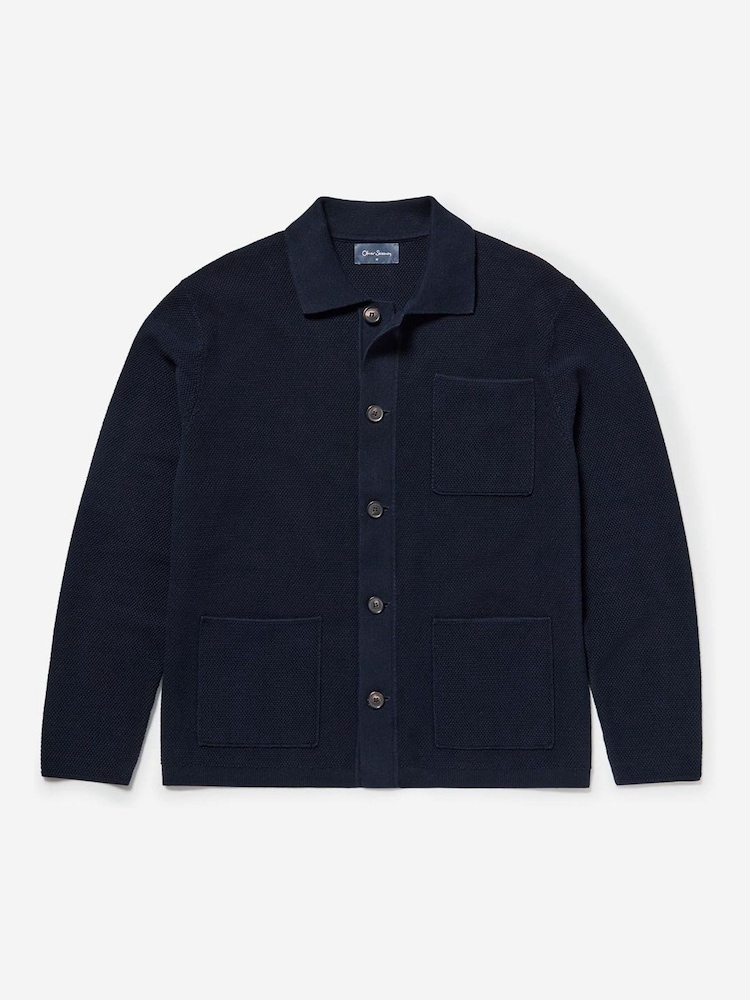 Oliver Sweeney Blue Combed 100% Cotton Overshirt - Image 5 of 5