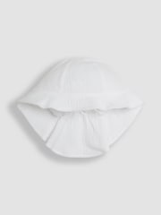 JoJo Maman Bébé White Floppy High Low Sun Hat - Image 2 of 3