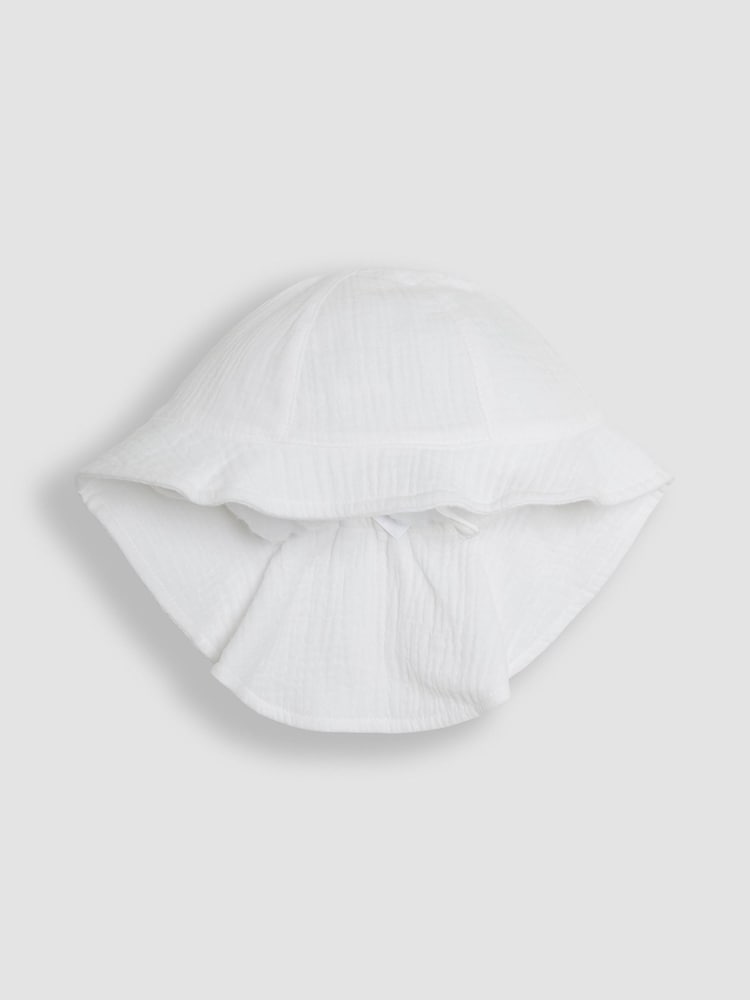 JoJo Maman Bébé White Floppy High Low Sun Hat - Image 2 of 3
