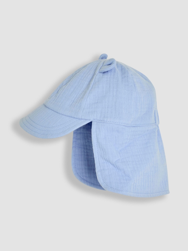 JoJo Maman Bébé Blue Muslin Legionnaire Cap - Image 2 of 3