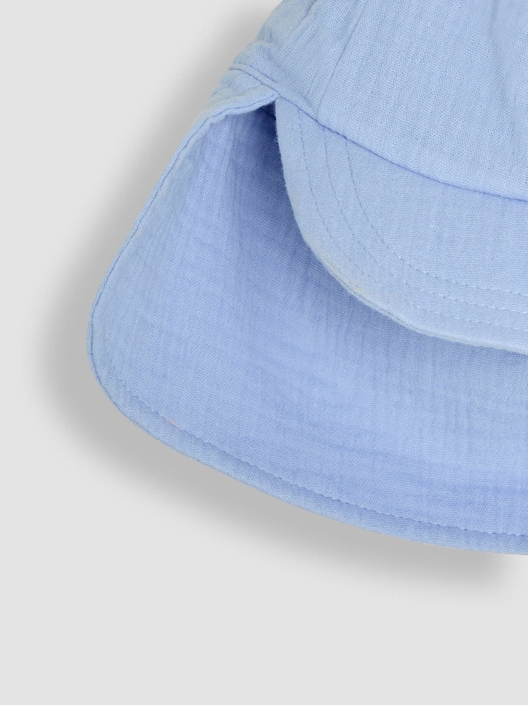 JoJo Maman Bébé Blue Muslin Legionnaire Cap - Image 3 of 3
