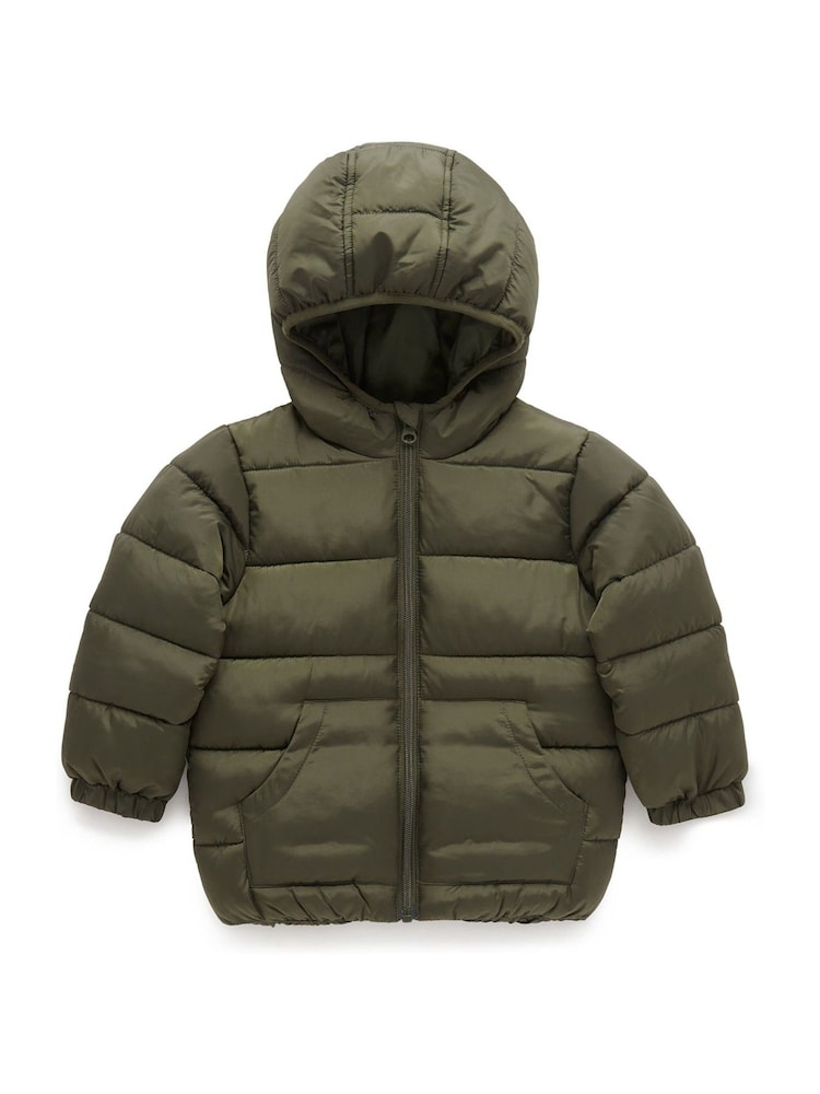 Purebaby Green Showerproof Padded Jacket - Image 2 of 5 Purebaby Green Showerproof Padded Jacket - Image 2 of 5