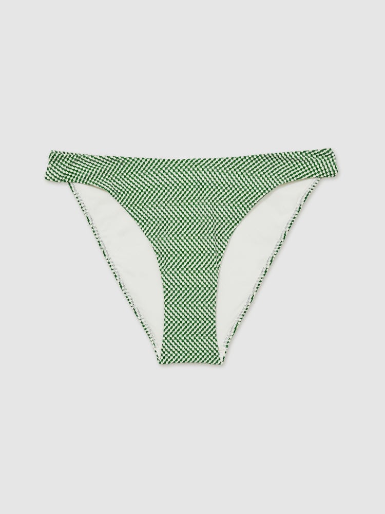 Reiss Green/White Kai Chequered-Print Bikini Bottoms - Image 2 of 5