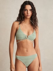 Reiss Green/White Kai Chequered-Print Bikini Bottoms - Image 3 of 5