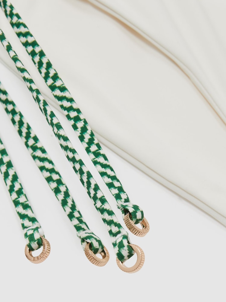 Reiss White/Green Rue Chequered-Tie Bikini Bottoms - Image 5 of 5
