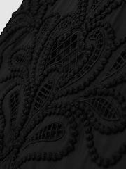 Reiss Black Iyla Floral Cut-Out Embroidery Top - Image 6 of 6