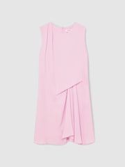 Reiss Pale Pink Elina Draped Tuck Mini Dress - Image 3 of 6