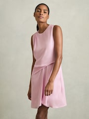 Reiss Pale Pink Elina Draped Tuck Mini Dress - Image 4 of 6