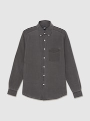 Sprana črna - Reiss Kittle denim Piqué z gumbi po celotni dolžini srajce - Slika 2 iz 6
